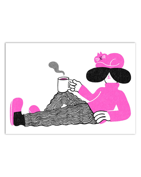 YUK FUN - Greetings card - Cat Coffee Tea Time