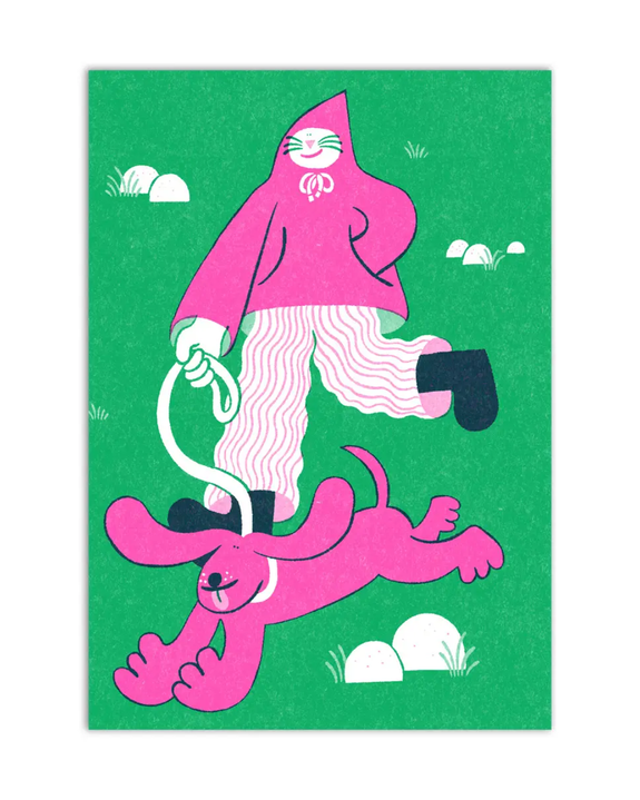YUK FUN - Greetings card - Cat Walking Dog