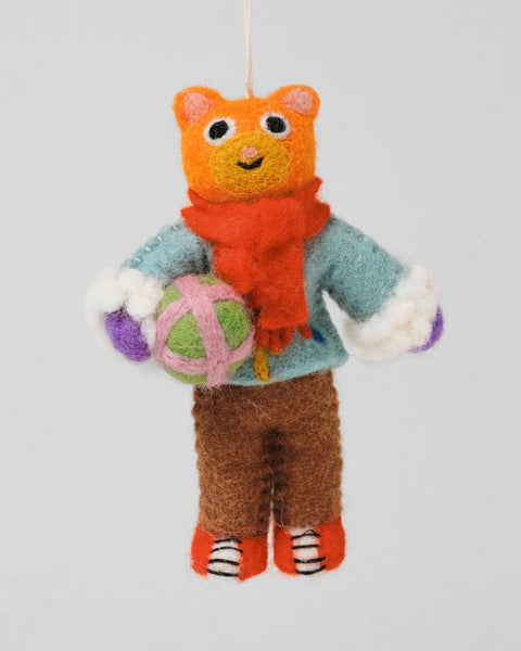 Wrap - Hanging Felt Ornament - Cat
