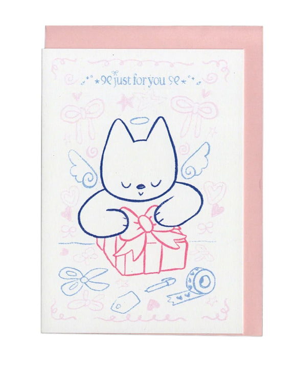 Rochelle Oh - Wrapping Cat Greeting Card