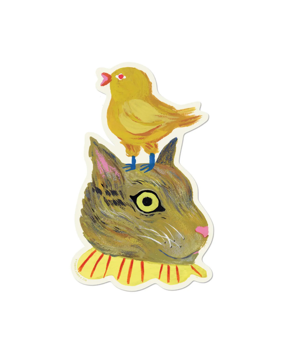 Red Cap Cards - Cat Bird Sticker