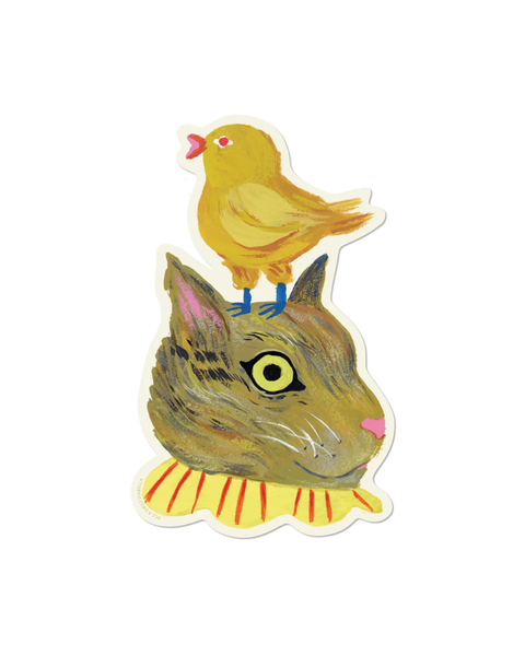 Red Cap Cards - Cat Bird Sticker