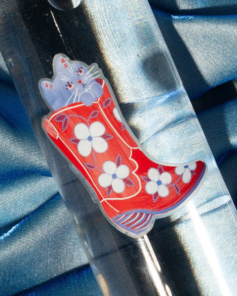 Bromstad Printing Co. - Clear Sticker - Cowboy Boot Cat