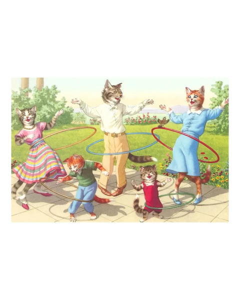 Found Image Press - Crazy Cats Hula Hooping Postcard