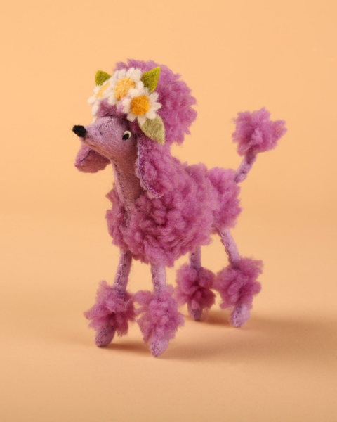 Cat Rabbit - Soft Sculpture - Poodle - Purple White Daisy