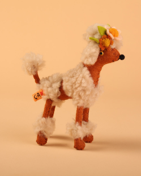 Cat Rabbit - Soft Sculpture - Poodle - Rust and Cream