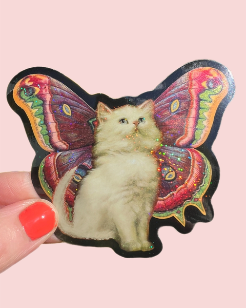 Astral Weekend - Cat Butterfly Glitter Sticker