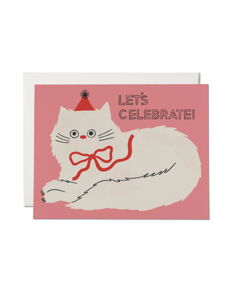 Red Cap Cards - Let's Celebrate Cat Greeting Card