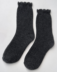 Le Bon Shoppe - Linen Scallop Socks - Charcoal