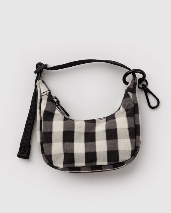 Baggu - Crescent Bag Charm - Black and Cream Gingham