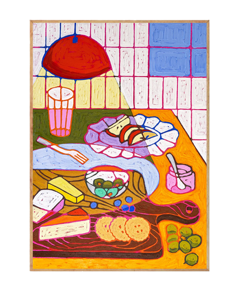 Food For Everyone - A3 Print - Cheese Board by Lisa Nooin