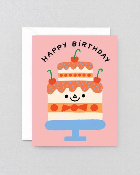 Wrap - Happy Birthday Cake & Cherries Kids Greeting Card