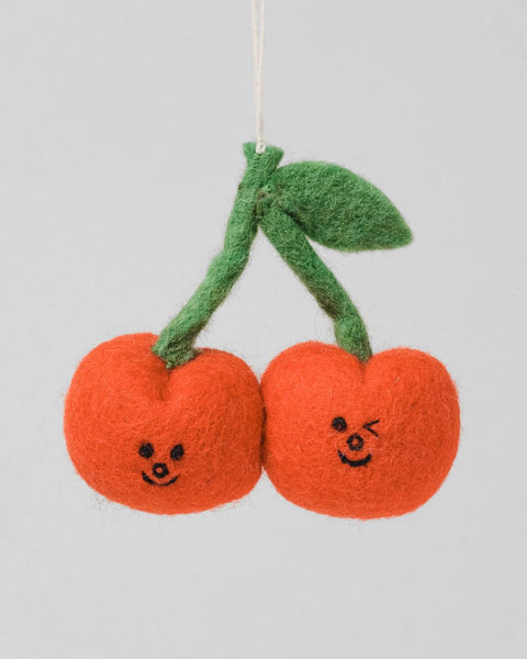 Wrap - Hanging Felt Ornament - Cherries