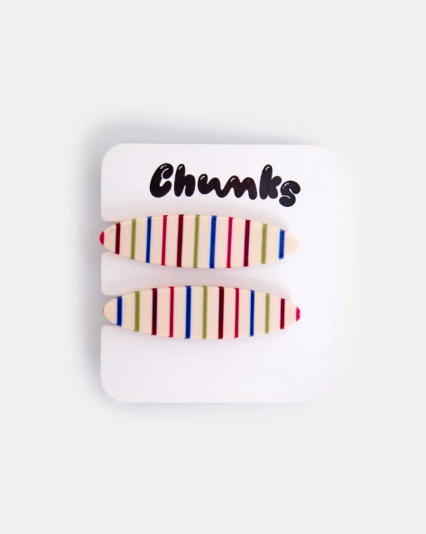 Chunks - Allie Clips in Oval Vanilla Stripe
