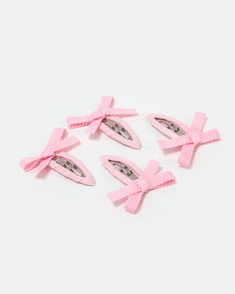 Chunks - Bow Snap Clips in Blush