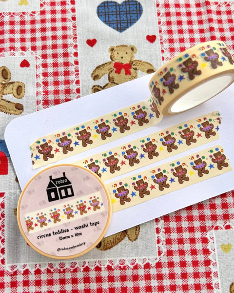 Rodeo Embroidery - Washi Tape - Circus Teddies