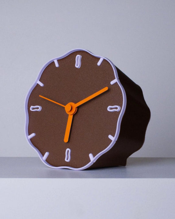 Warren & Laetitia - Margherita Table Clock (Brown/Lilac/Orange)