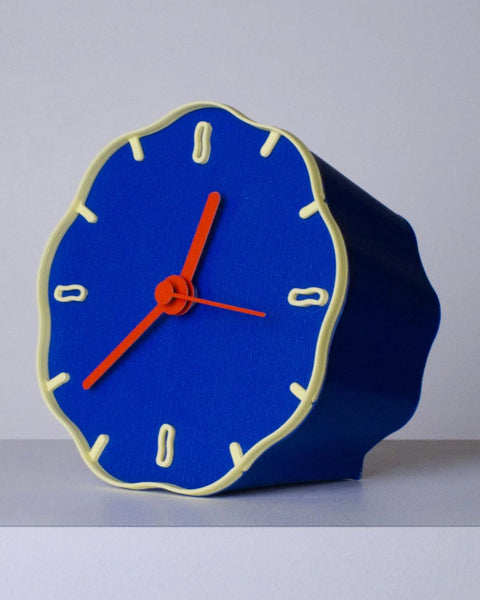 Warren & Laetitia - Margherita Table Clock (Blue/Pastel Yellow/Red)