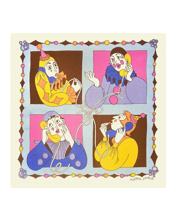 Maddie Fischer - Clown Conference Call in Warm Primary Riso Print