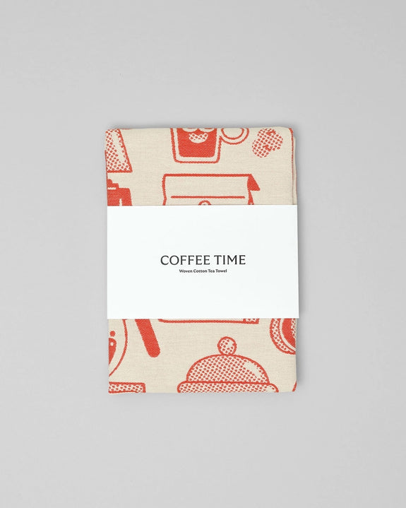 Wrap - Tea Towel - Coffee Time - Red/Beige
