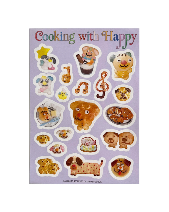 dogmilktea - Sticker Sheet - Cooking with Happy