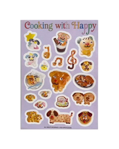 dogmilktea - Sticker Sheet - Cooking with Happy