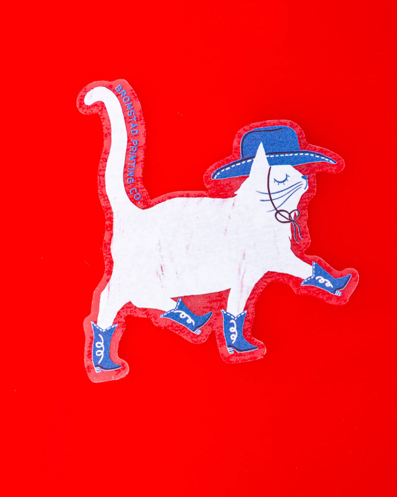 Bromstad Printing Co. - Clear Sticker - Cowboy Cat