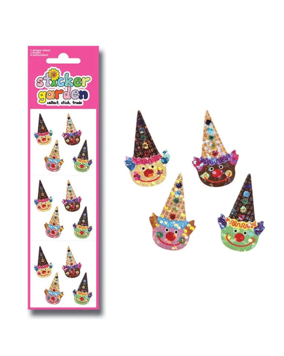 Sticker Garden - Sparkle Ice Cream Cone Clown Stickers