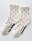 Le Bon Shoppe - Ruffled Hugger Crew Socks - Cream Petal