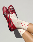 Le Bon Shoppe - Sneaker Socks - Polka Dot - Cream / Red