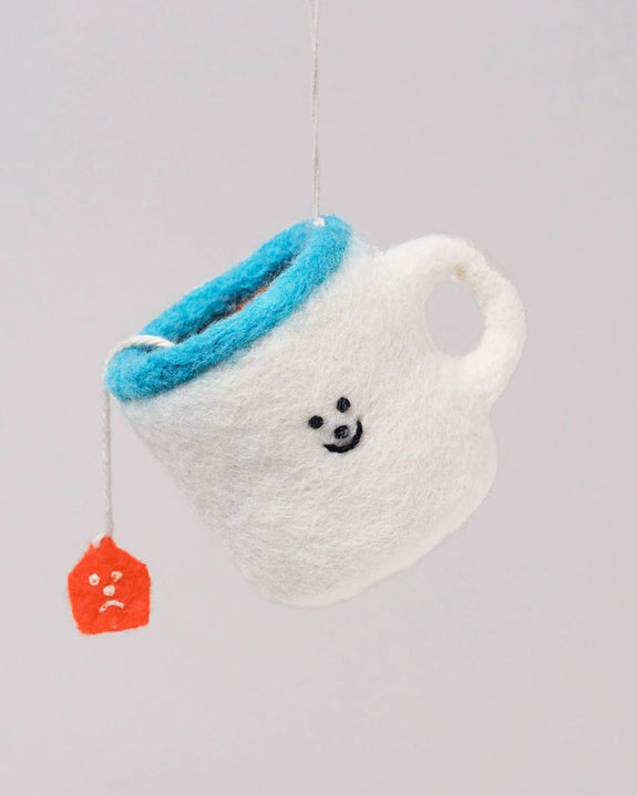 Wrap - Hanging Felt Ornament - Cup of Tea