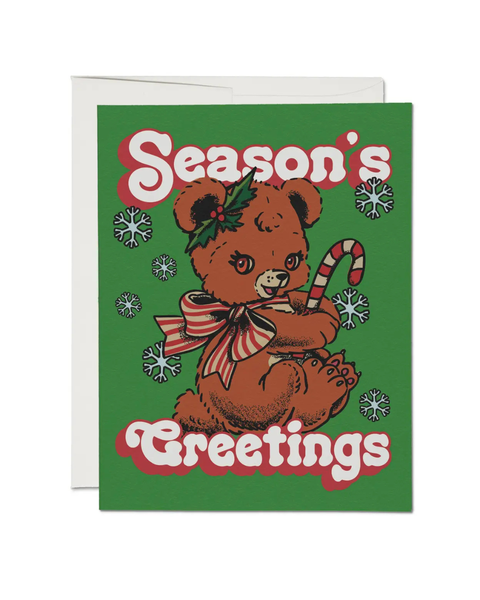 Red Cap Cards - Christmas Teddy Bear Greeting Card