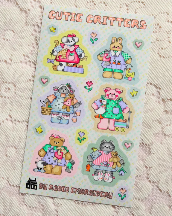 Rodeo Embroidery - Sticker Sheet - Cutie Critters