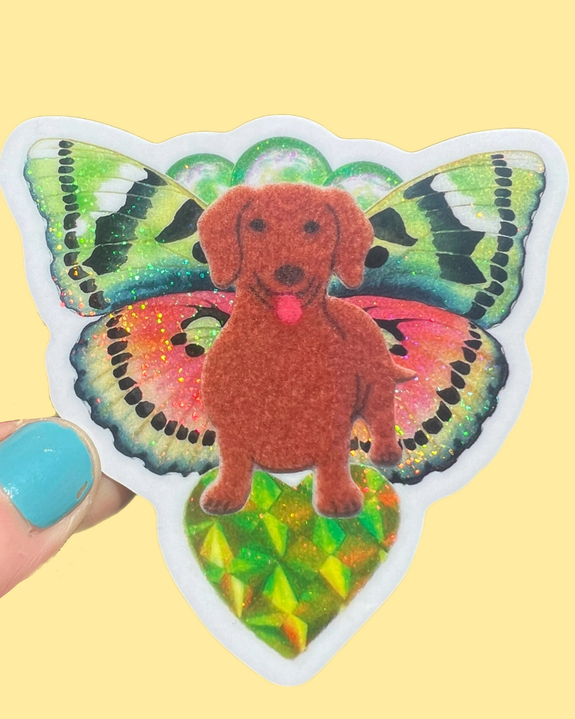 Astral Weekend - Butterfly Dachshund Sticker 3 Inch