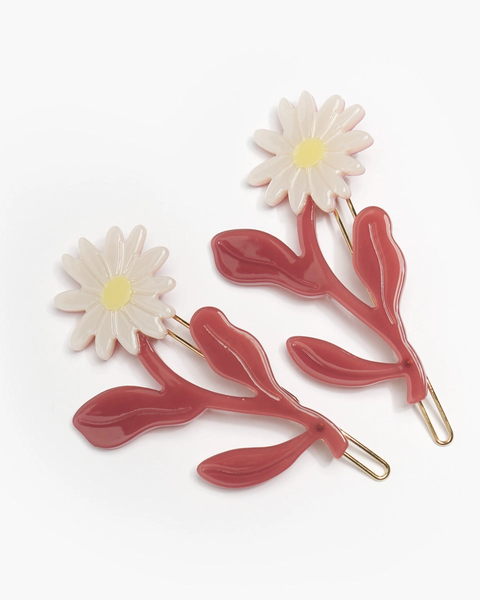Winona Irene - Barrette Set - Marguerite Daisy Flower