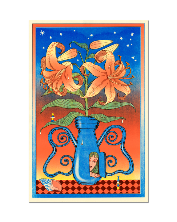 Goodbye Press - Dawn Flowers Riso Print by Anna Degnbol