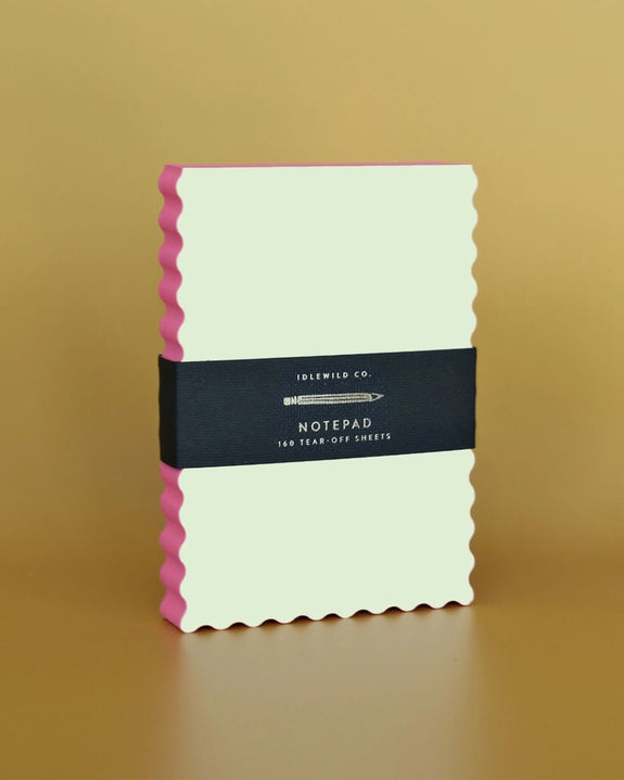 Idlewild Co. Mini Wave Shaped Notepad - Citron + Hot Coral Edge
