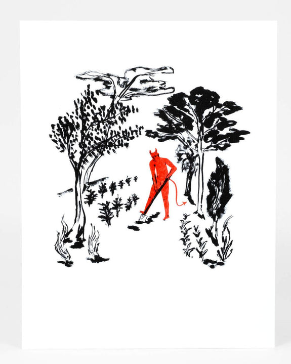 Kaye Blegvad - Riso Print - The Devil Is Working In The Garden