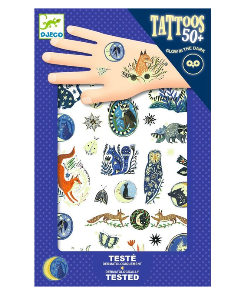 Djeco - Nighttime Reflections - Glow in the Dark Temporary Tattoos