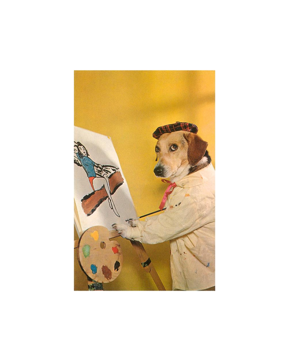 Found Image Press - Dog At Easel Magnet
