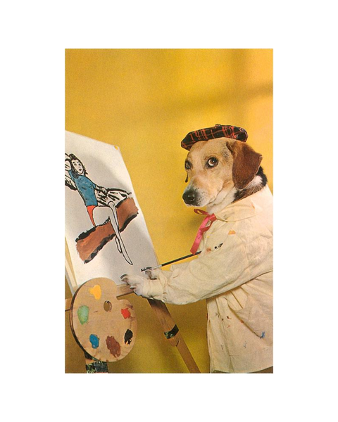 Found Image Press - Dog At Easel Postcard