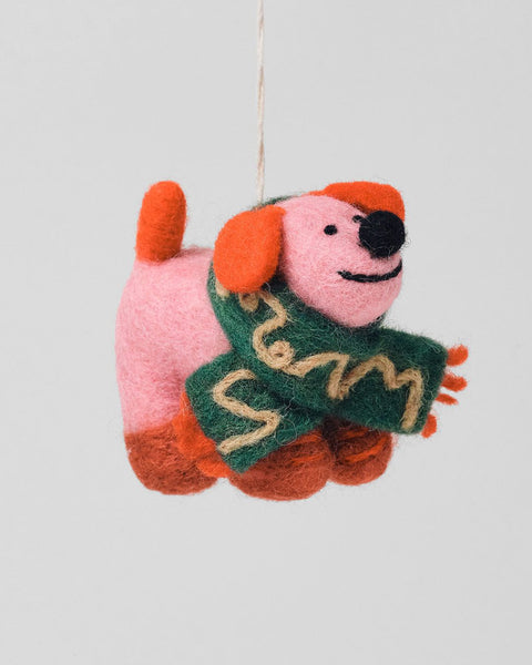 Wrap - Hanging Felt Ornament - Flip Dog