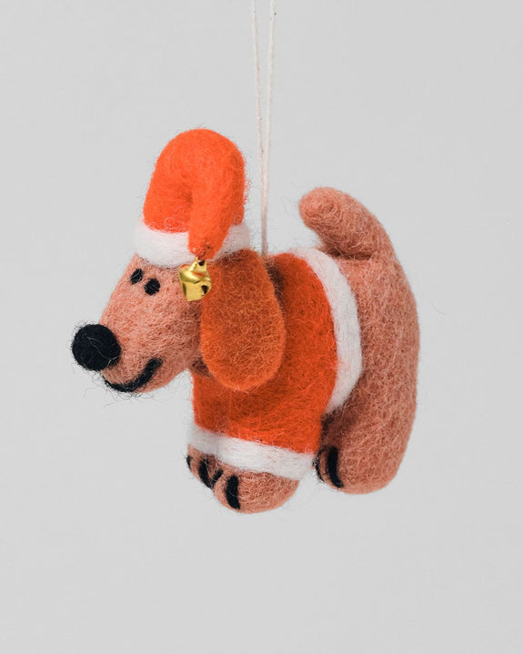 Wrap - Hanging Felt Ornament - Jeff Dog