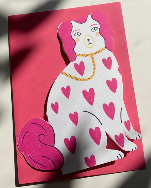 Kitty Kenda Papergoods - Sitting Pottery Dog Shaped Card - Loveheart