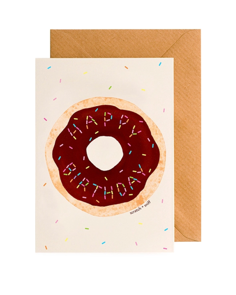 Yes! Paper Goods - Scratch + Sniff Happy Birthday Rainbow Sprinkles Donut Card