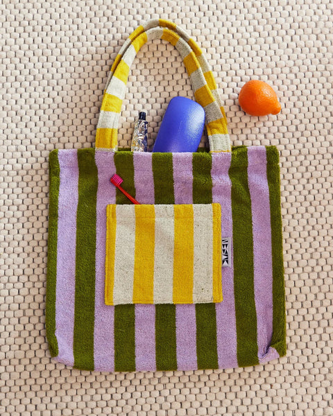 Dusen Dusen - Terrycloth Tote Bag - Sea Stripe