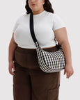 Baggu - Medium Nylon Crescent Bag - Black And Cream Gingham