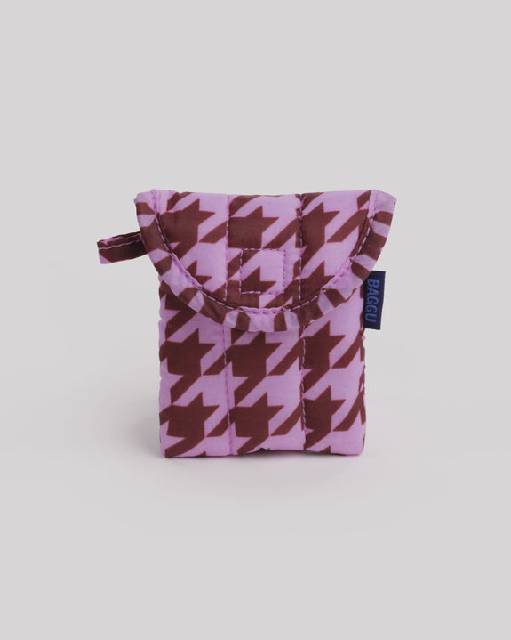 Baggu - Puffy Earbuds Case - Pink Houndstooth