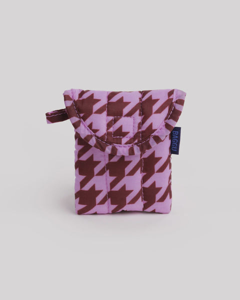 Baggu - Puffy Earbuds Case - Pink Houndstooth