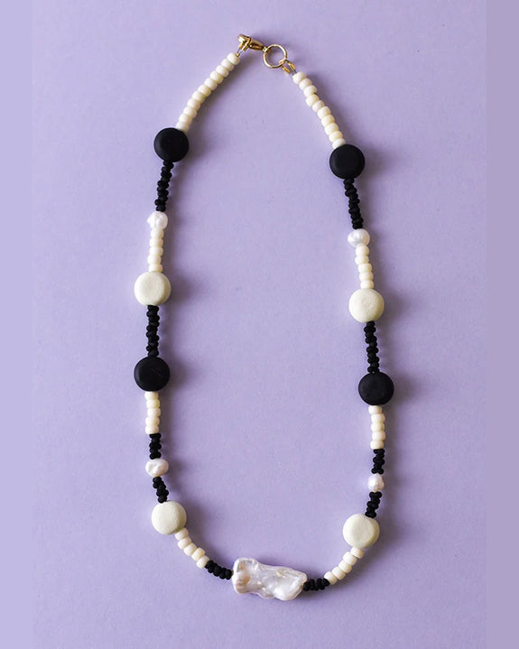 Emily Green - Glass and Clay - Black & Bone Necklace